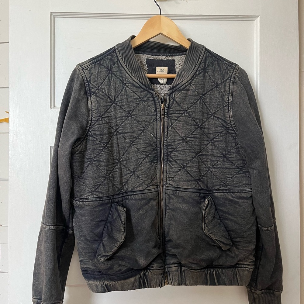 O'Neill Quilted Bomber Jacket in Charcoal